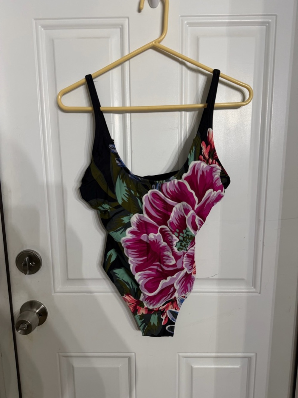 Kona Sol Black One-Piece Pink Floral Print